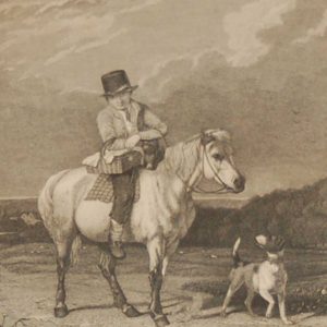 Antique Victorian print, an engraving published in 1840 after a painting by Thomas Woodward, titled The Tempting Present.