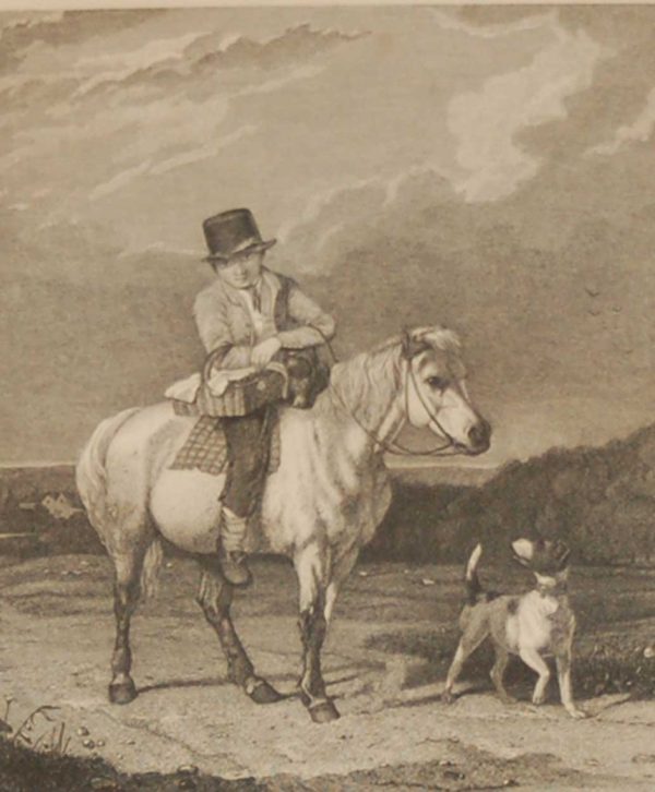 Antique Victorian print, an engraving published in 1840 after a painting by Thomas Woodward, titled The Tempting Present.