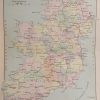Antique colour map of Ireland, printed in 1881.