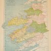 Antique map of County Kerry. The map breaks the county down into it’s historical baronies including Traghticonnor, Clanmaurice, Trughanacmy, Corkaguiny, Maguniry, Dunkerron, Iveragh, Clanarought.