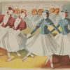 Vintage colour print by Sheila Jackson from 1945 titled Les Patineurs.