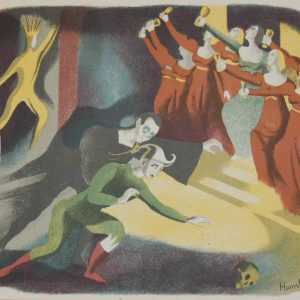 Vintage colour print by Sheila Jackson from 1945 titled Hamlet.