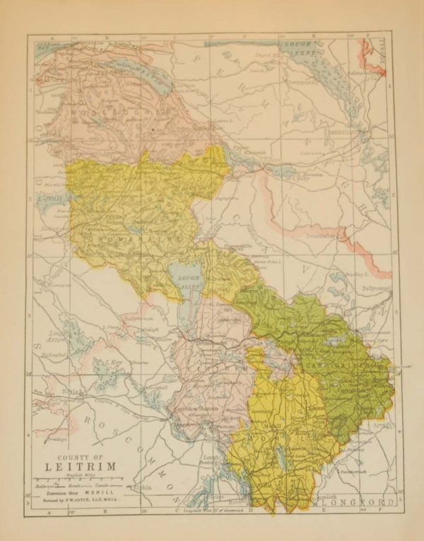 Antique map of County Leitrim. The map breaks the county down into it’s historical baronies.