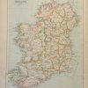 Antique map of Ireland by John Bartholomew from circa 1890 published by John Bartholomew & Co.