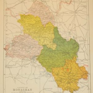 Antique map from 1902 of County Monaghan. The map breaks the county down into it’s historical baronies.