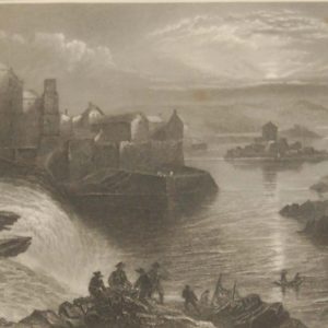 1841 Antique Steel engraving of Ballyshannon Donegal, Ireland. The print, engraved by J T Willmore & is after a drawing by William Bartlett.