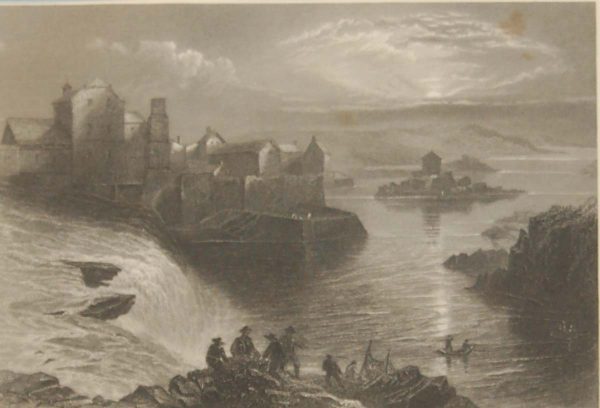 1841 Antique Steel engraving of Ballyshannon Donegal, Ireland. The print, engraved by J T Willmore & is after a drawing by William Bartlett.