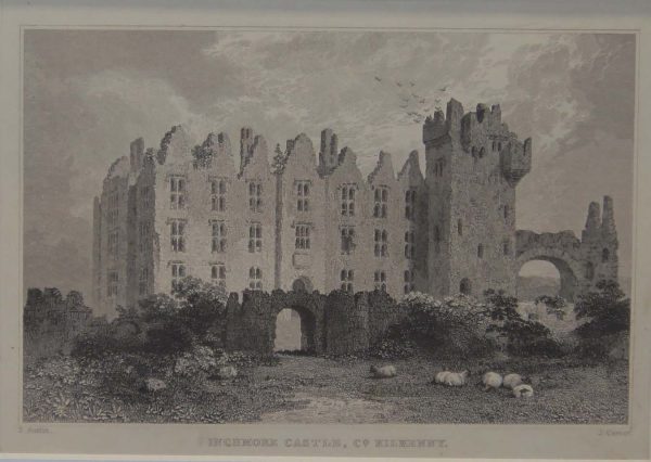Antique print from 1832 of Inchmore Castle County Kilkenny, Ireland.  The print was engraved by J Carter and is after a drawing by S Austin.