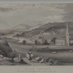 Antique print from 1832 of Sligo, Ireland. The print was engraved by H Ogg and is after a drawing by T M Raynes.
