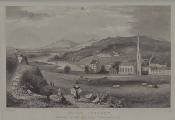 Antique print from 1832 of Sligo, Ireland. The print was engraved by H Ogg and is after a drawing by T M Raynes.