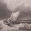 Antique print from 1878 titled Dutch Boats in a Gale. After the painting by JMW Turner and engraved by J C Armytage.