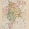 1884 Antique Colour Map of The County of Carlow printed by George Philips, with the map constructed by John Bartholomew and edited by P. W. Joyce.