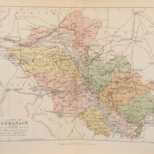 1884 Antique Colour Map of The County of Fermanagh printed by George Philips, with the map constructed by John Bartholomew and edited by P. W. Joyce.