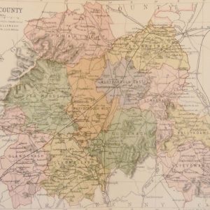1884 Antique Colour Map of The County of Laois printed by George Philips, with the map constructed by John Bartholomew and edited by P. W. Joyce.
