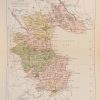 1884 Antique Colour Map of The County of Louth printed by George Philips, with the map constructed by John Bartholomew and edited by P. W. Joyce.