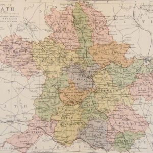 1884 Antique Colour Map of The County of Meath printed by George Philips, with the map constructed by John Bartholomew and edited by P. W. Joyce.