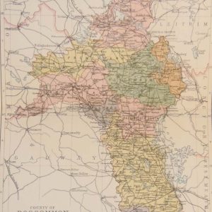 1884 Antique Colour Map of The County of Roscommon printed by George Philips, with the map constructed by John Bartholomew and edited by P. W. Joyce.