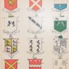 This print is plate 8 and has the coat of arms for Kilroy (56), Baxter (333), Carey (149), Creighton (60), Cuddahy (184), Curry (252), Devereux (354), Donohue (51), Neville (192), Nevins (41), O'Donoghue (51), plus other unidentified crests. Some crests are linked to more than one family.
