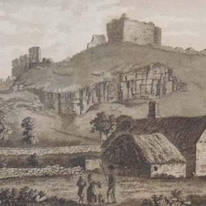 Set of 3 antique prints, copper plate engravings of Dunamase Castles in County Laois. The prints where published in 1797.