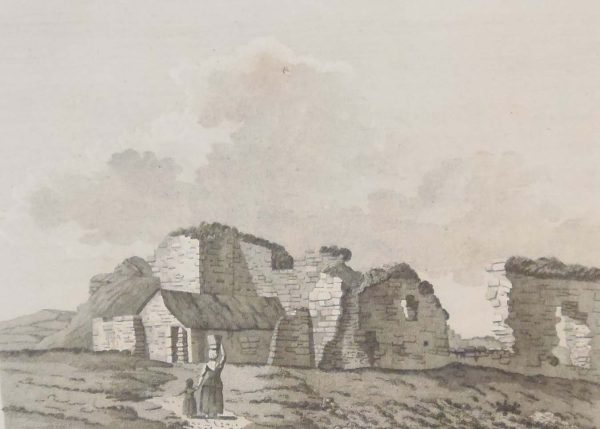 Fantastic pair of antique prints, copper plate engravings of view of Ballyhara castle and Ballymote Church in County Sligo. The prints where published in 1797.