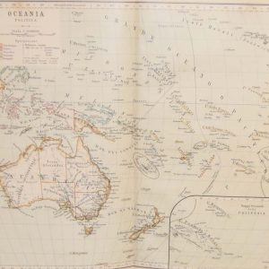 Antique colour map of Oceania Political. The map was originally printed in Italy and is titled Oceania Politico.