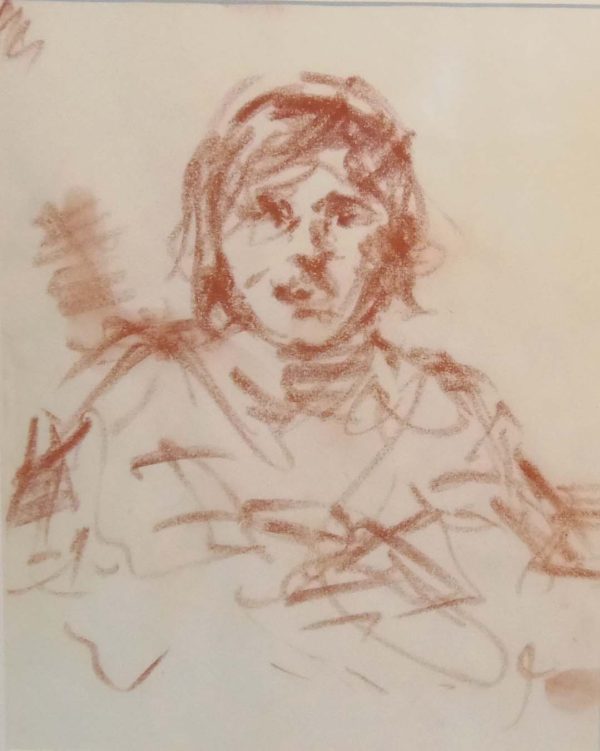 Stella Steyn drawing in Conte pencil, Figure of a lady