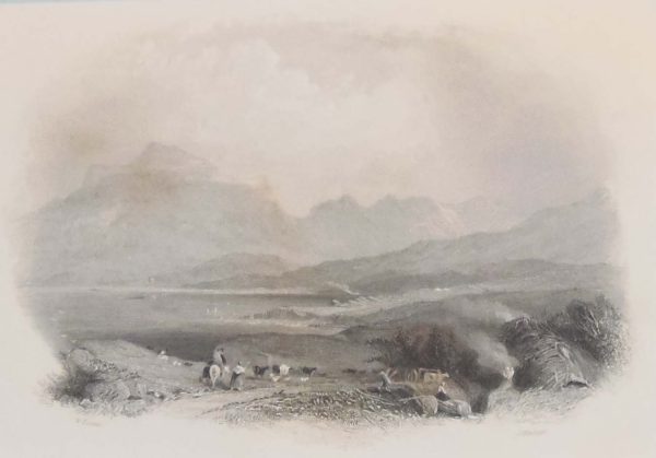 Antique print circa 1840, a steel engraving of the Killeries in County Galway. The print was engraved by J Hinchcliff and is after a drawing by W Evans.