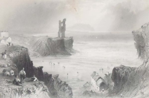 1841 Antique Steel engraving of Ballybunion in County Kerry. The print was engraved by J C Bentley and is after a drawing by William Bartlett.