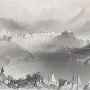 1841 Antique Steel engraving of Clifden Connemara , County Galway. The print was engraved by R Brandard and is after a drawing by William Bartlett.