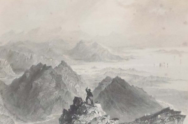 1841 Antique Steel engraving of a scene from Sugar-Loaf Mountain, Bantry Bay in County Cork. The print was engraved by J J B Allen and is after a drawing by William Bartlett.