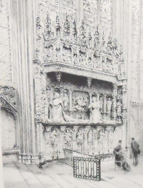 Etching by Henri Touissant called Tombeau des Cardineaux D'Amboise in Rouen.