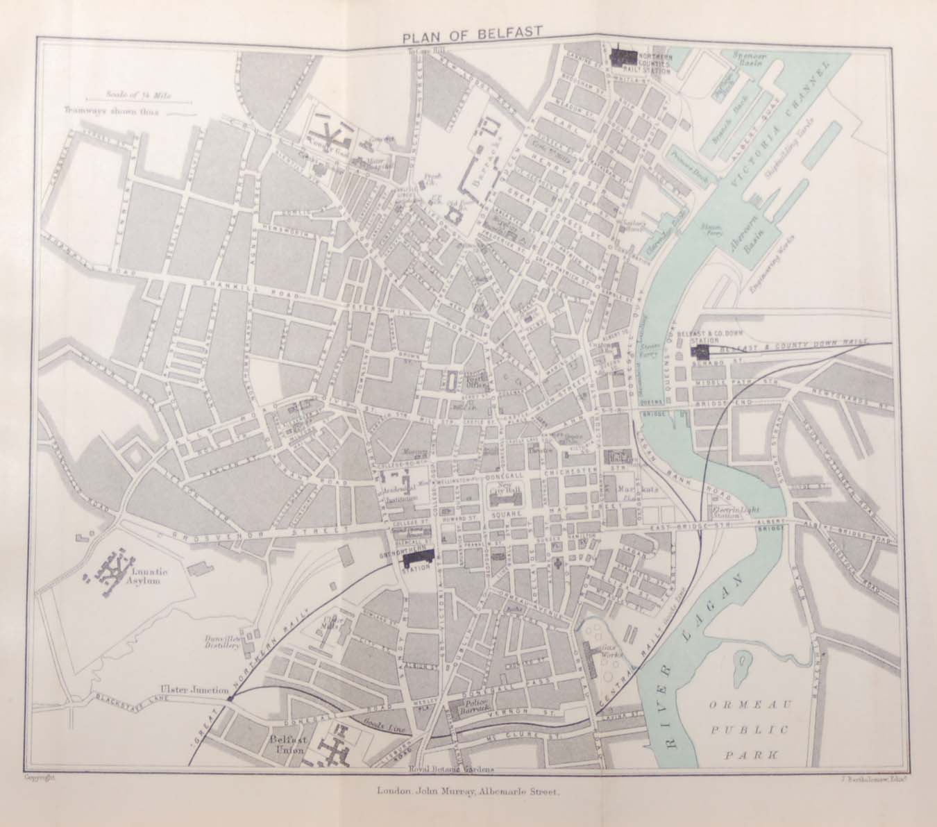 Antique plan, a map of Belfast from 1902. The map was originally produced as part of a guide for visitors to Ireland.