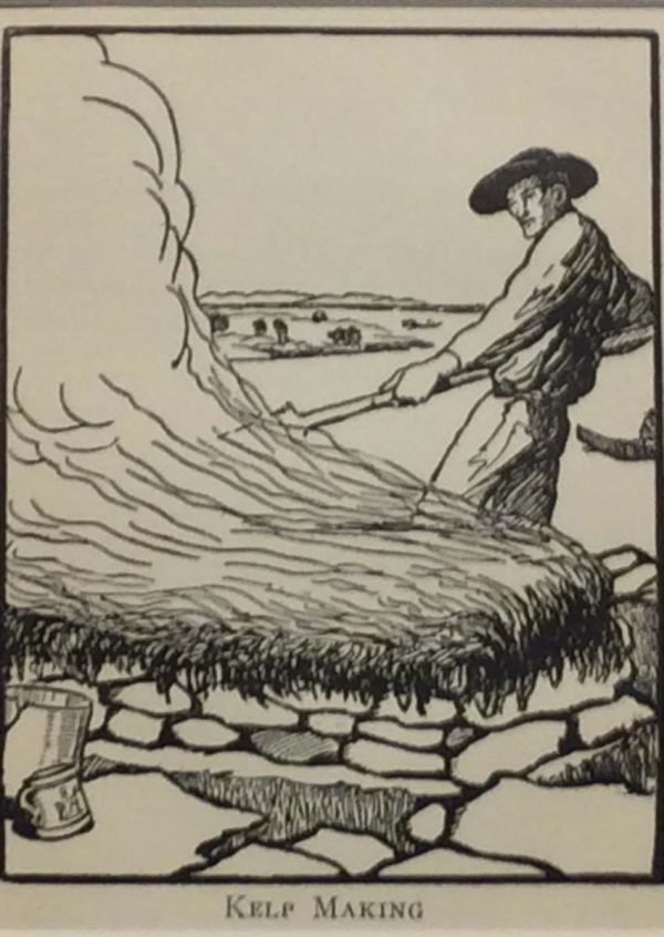 Jack B Yeats Kelp Making. A print after Jack B Yeats from 1911 published by John W Luce in Boston.