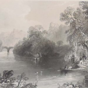 1841 Antique Steel engraving of the Old Weir Bridge, Killarney, County Kerry. The print was engraved by G K Richardson and is after a drawing by William Bartlett.