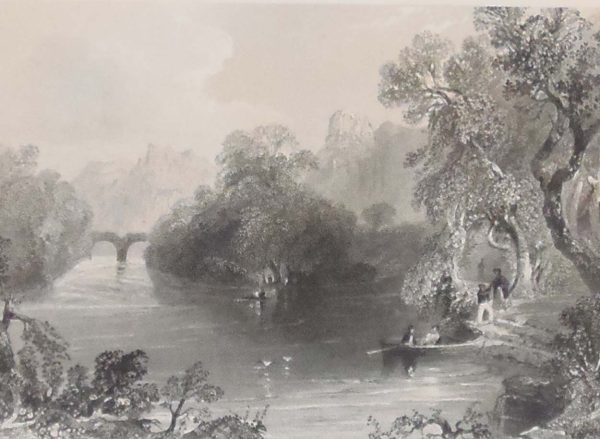 1841 Antique Steel engraving of the Old Weir Bridge, Killarney, County Kerry. The print was engraved by G K Richardson and is after a drawing by William Bartlett.