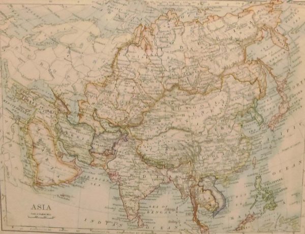 Antique map of Asia published in 1905