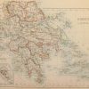 Antique map from 1905 of Greece. There is a map showing Bosnia & Serbia on the reverse.