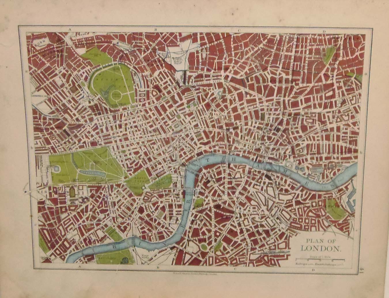 Antique plan of London from 1905. There is plans showing Dublin, London and others on the reverse.