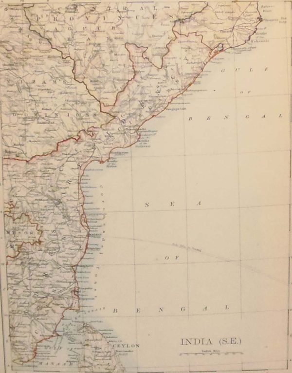 Antique map of South East India published in 1905