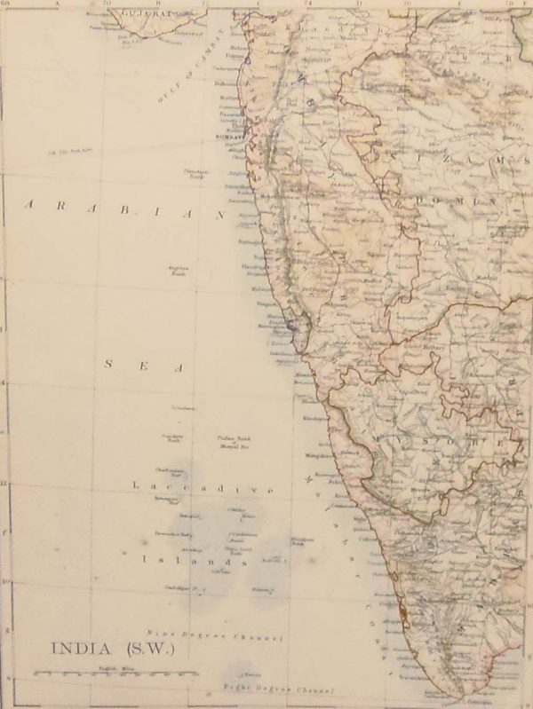 Antique map of South West India published in 1905