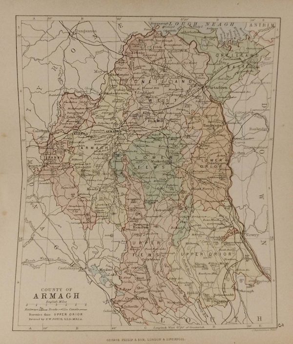 1881 Antique Colour Map of The County of Armagh