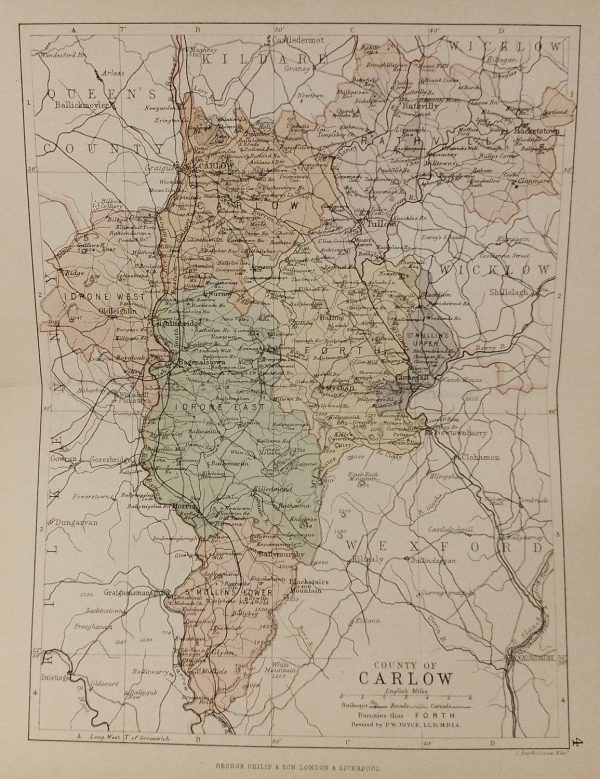 1881 Antique Colour Map of The County of Carlow
