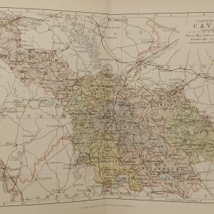 Antique colour map of the County of Cavan, printed in 1881.