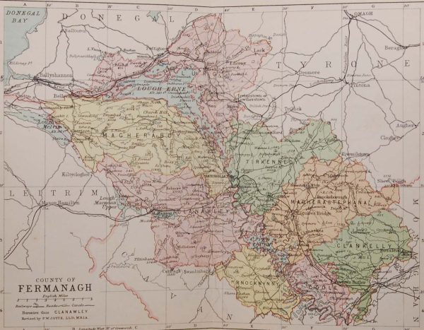 Antique colour map of the County of Fermanagh, printed in 1881.