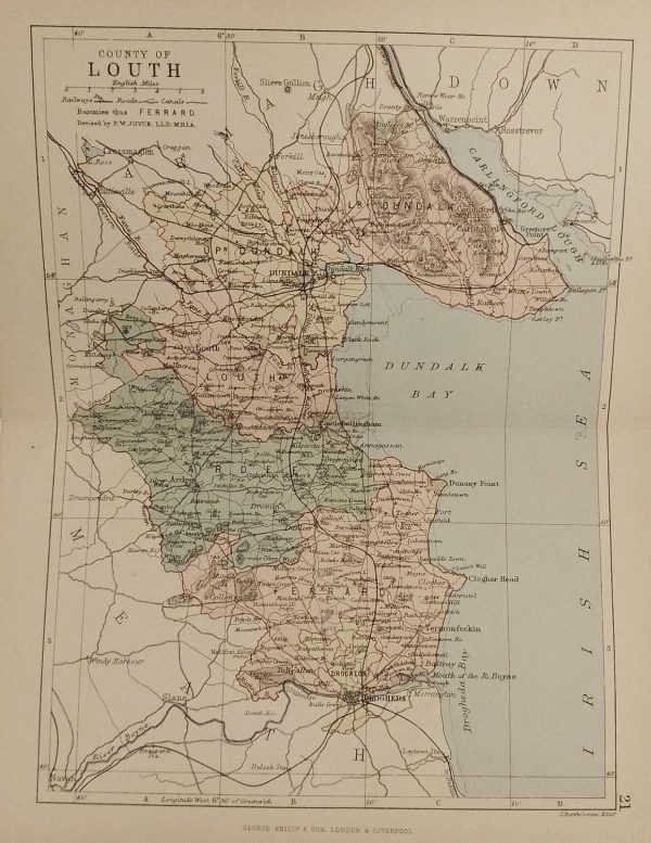 1881 Antique Colour Map of The County of Louth