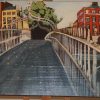 Excellent large Acrylic by the listed Irish artist Tom Byrne. The Ha'penny Bridge in Dublin. Signed by the artist lower left.