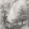 1841 Antique Steel engraving of the Powerscourt Falls in Wicklow. The print was engraved by J Cousen and is after a drawing by William Bartlett.