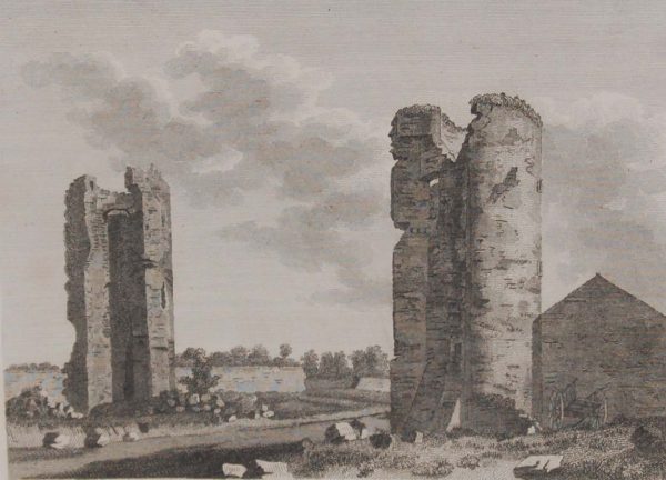 Pair of antique prints, copper plate engravings Loughlin castle and St Johns castle in County Roscommon. The prints where published in 1797.