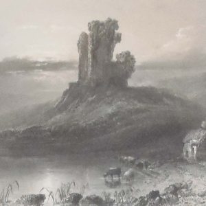 1841 engraving by J Cousen after a painting by William Bartlett , titled remains of Kilcolman castle. 
