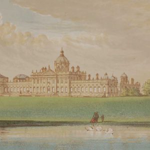 antique colour print from 1880 of Castle Howard in Yorkshire.